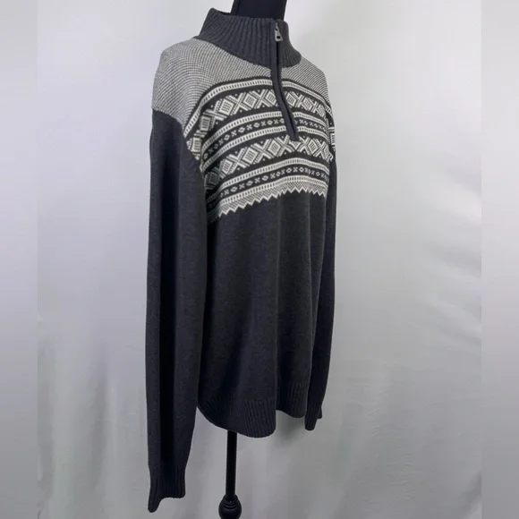 Original Weatherproof Vintage Men's Charcoal and White Zip Up Sweater Medium - Picture 3 of 8